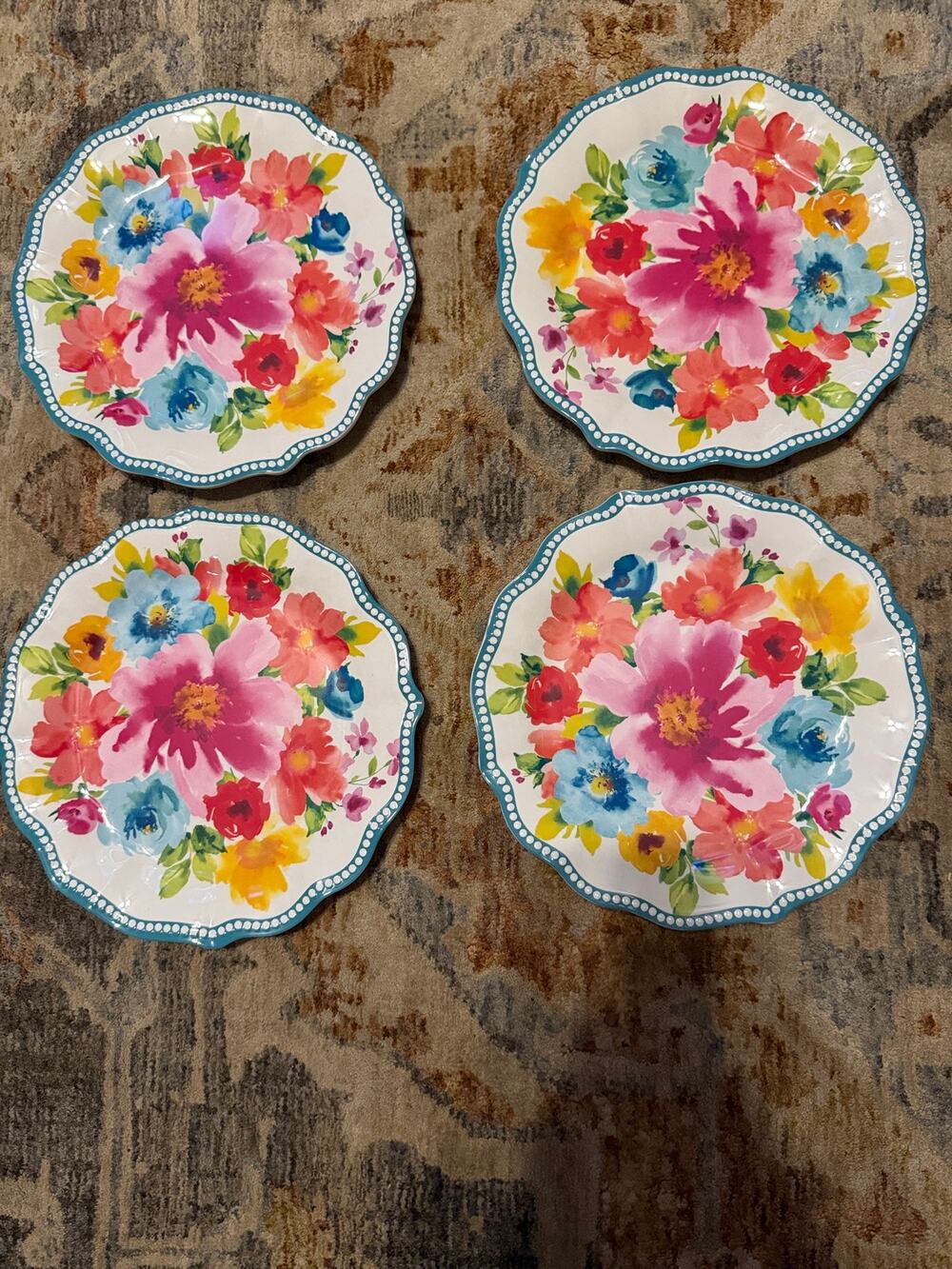 The Pioneer Woman Floral Melamine Salad Dessert Plates Set of 4 Multicolor